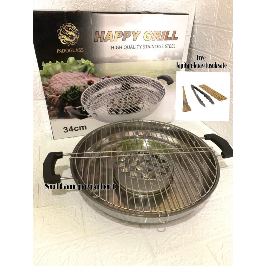 Happy grill stainless / barbeque / panggangan stainless (Free japitan,kuas, tusuk sate 30pcs)