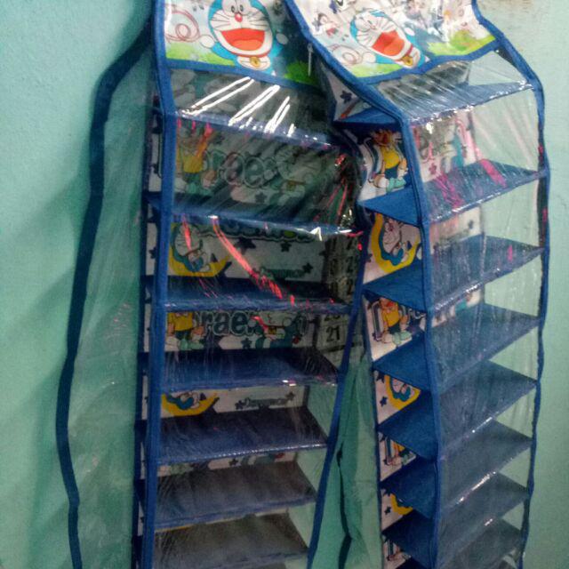 Rak Plastik Sepatu Gantung Karakter 9 Susun Resleting 1kg Isi 2 Buah