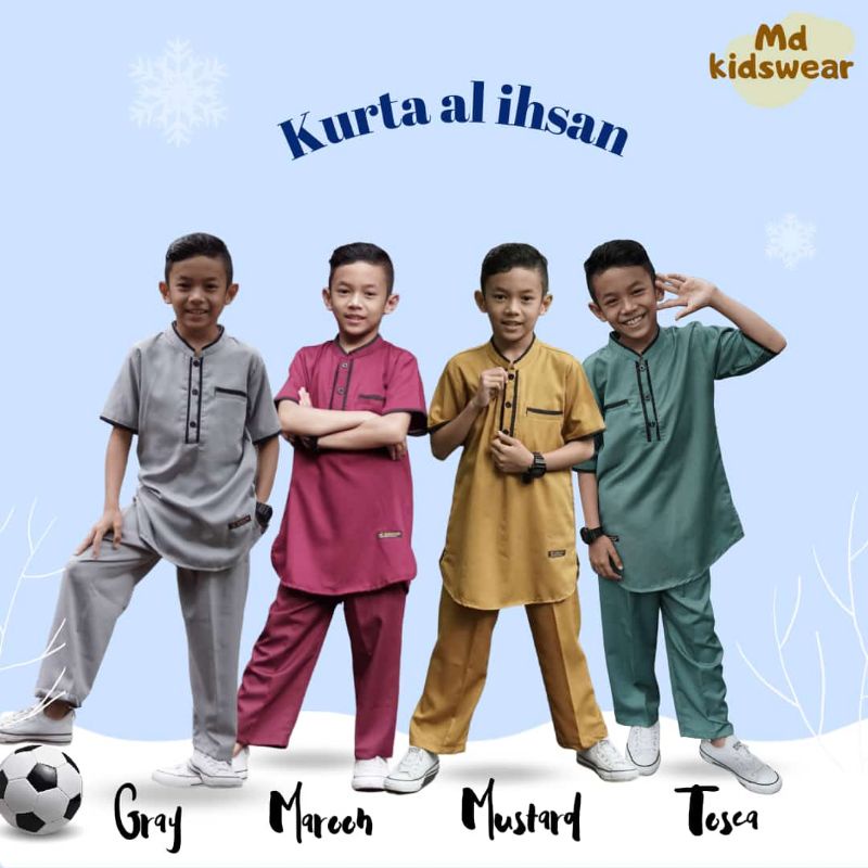 Baju Koko Muslim Couple Ayah &amp; Anak Kurta Al-Ihsan ||by MD Kidswear