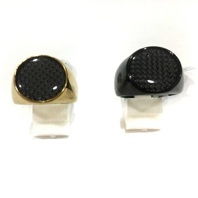 Cincin pria keren motif carbon Titanium original
