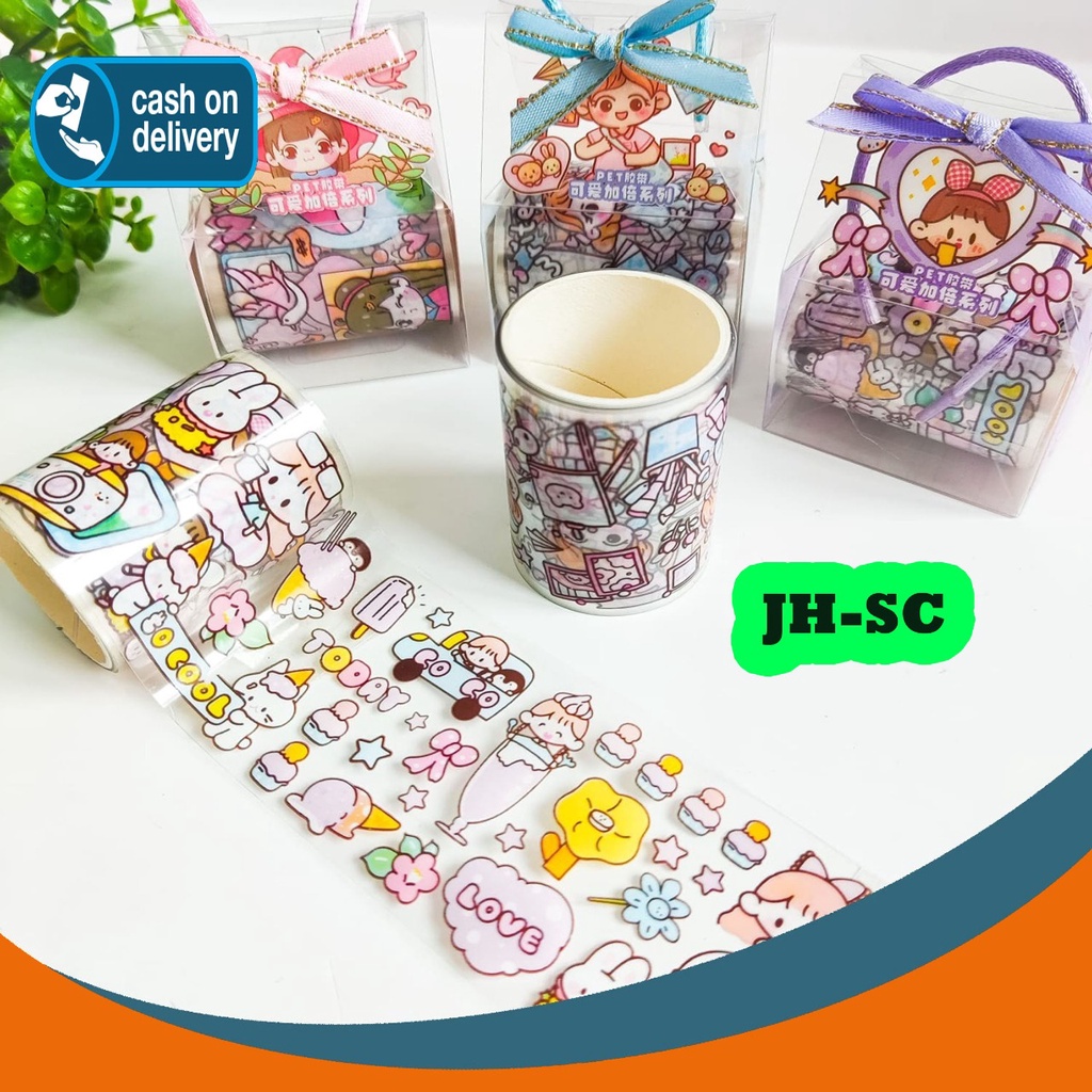 

Sticker BOX Mini Washi Tape paper bag kecil Solatip Roll Kode JH-SC Set Daily Manual Cute Pattern Decorative Tape Sticker Gift CRAFT