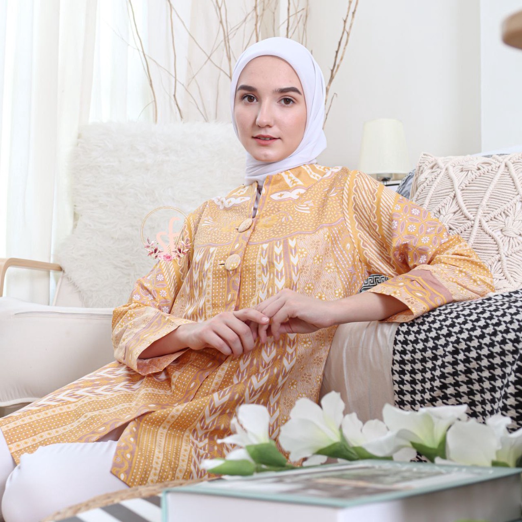 Tunik Kuning- Atasan batik tunik wanita TUNIK BATIK Jumbo