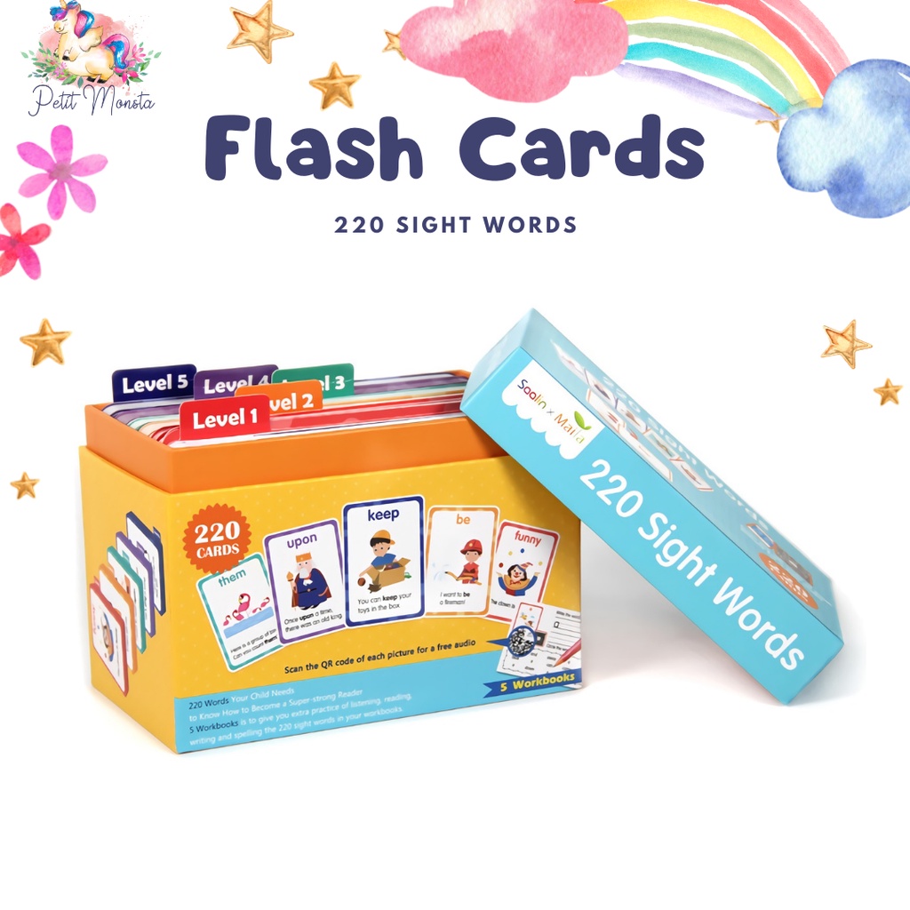 Saalin 220 Sight Words - Flash Cards - Mainan Edukasi Anak