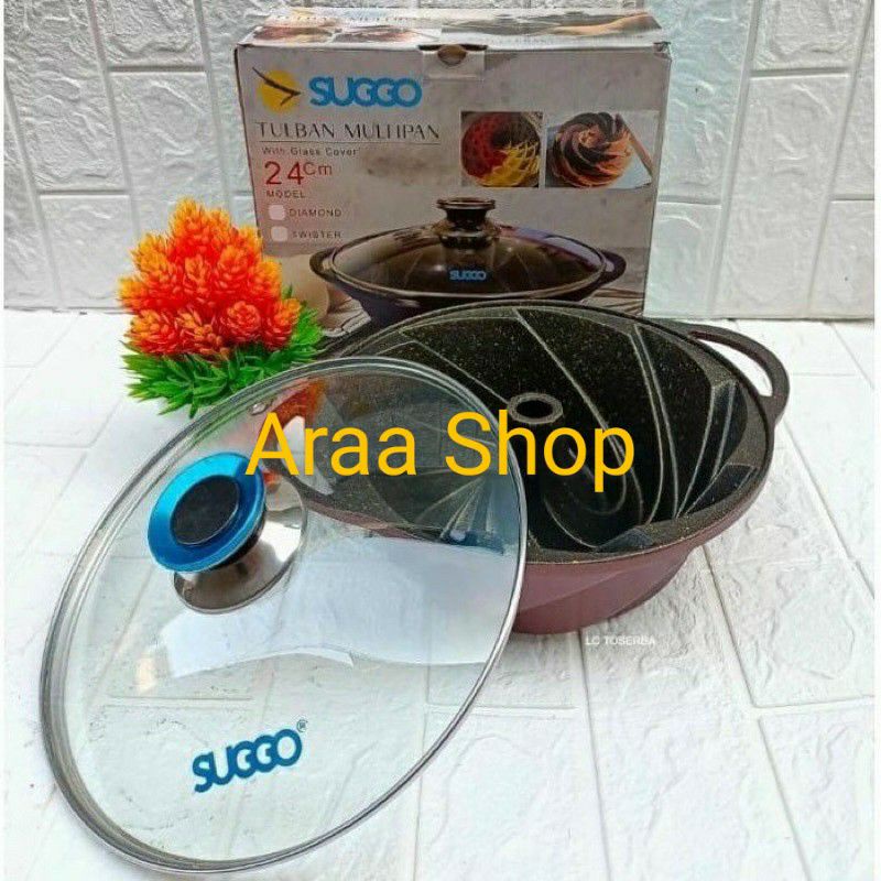 SUGGO Baking Pan Loyang Bolu Teflon Tutup Kaca Tulban Multipan Non-Stick Anti Lengket Diamond Twiste