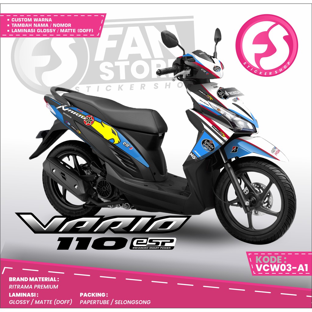 Decal Sticker Motor Vario 110 Fi - Dekal Stiker Motor Vario 110 Fi BIRU - KODE : VCW03