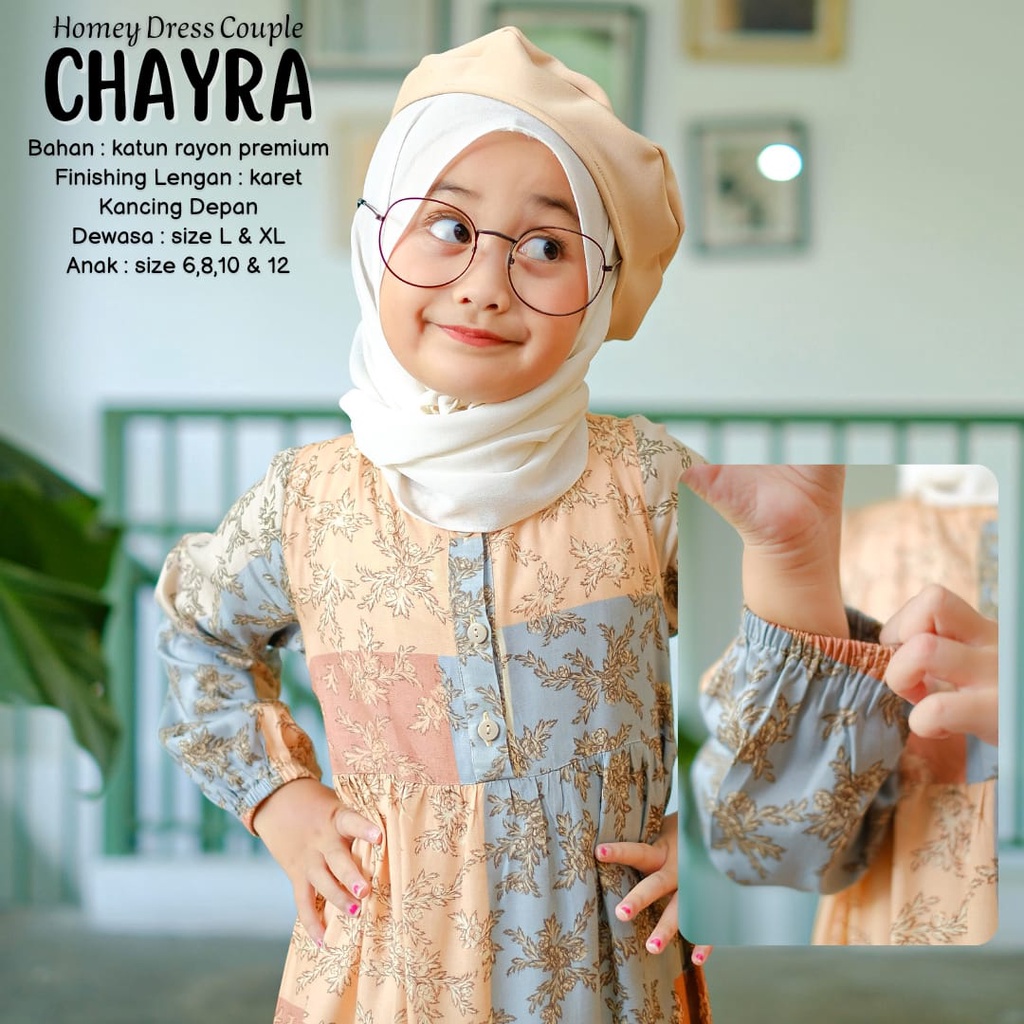 BeautyOne - Homey Dress Chayra Jumbo Gamis Mom &amp; Kids Couple Dress Flower Bahan Katun Rayon Premium Nyaman Dipakai | Bisa COD