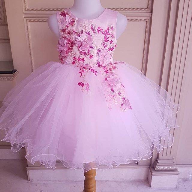 GA2561 PREMIUM ARINA DRESS PINK GAUN TUTU PESTA ULANG TAHUN ANAK PEREMPUAN PRINCESS FLOWER MEGAR