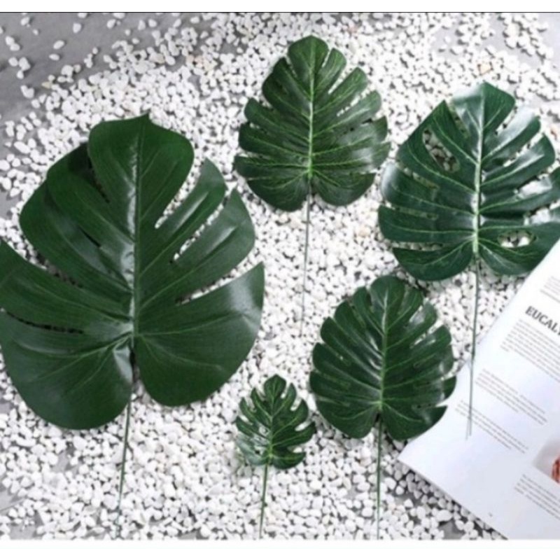 Daun monstera philodendron daun hias plastik bunga artificial dekorasi properti foto