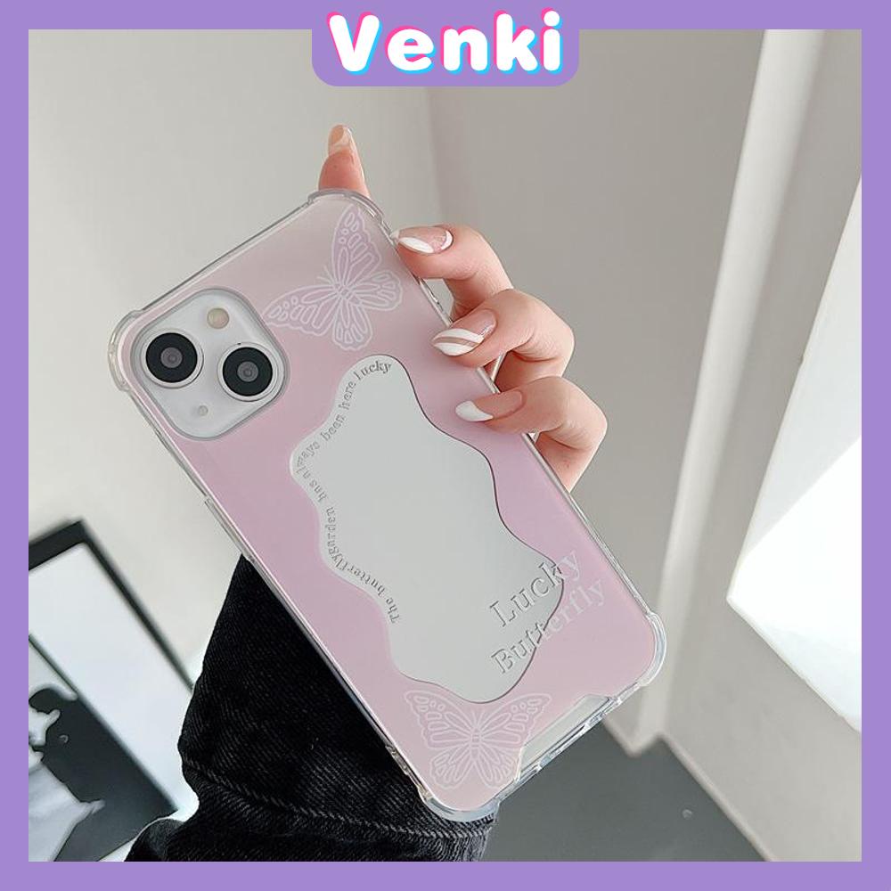 iPhone Case Acrylic HD Mirror Laser Airbag Shockproof Protection Camera Cute Pink Butterfly Compatible For iPhone 11 iPhone 13 Pro Max iPhone 12 Pro Max iPhone 7 Plus iPhone xr