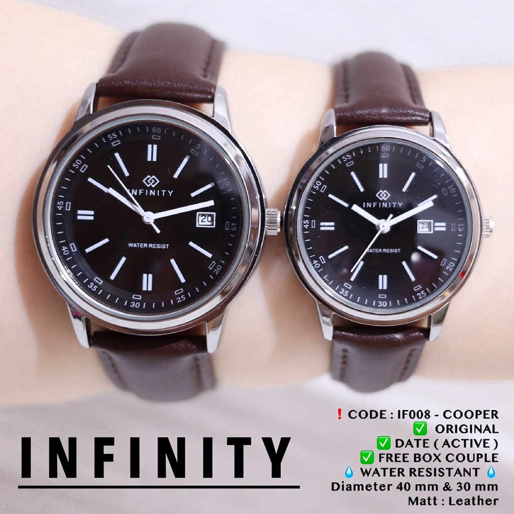 Jam tangan original anti air INFINITY tali kulit leather free box IF008