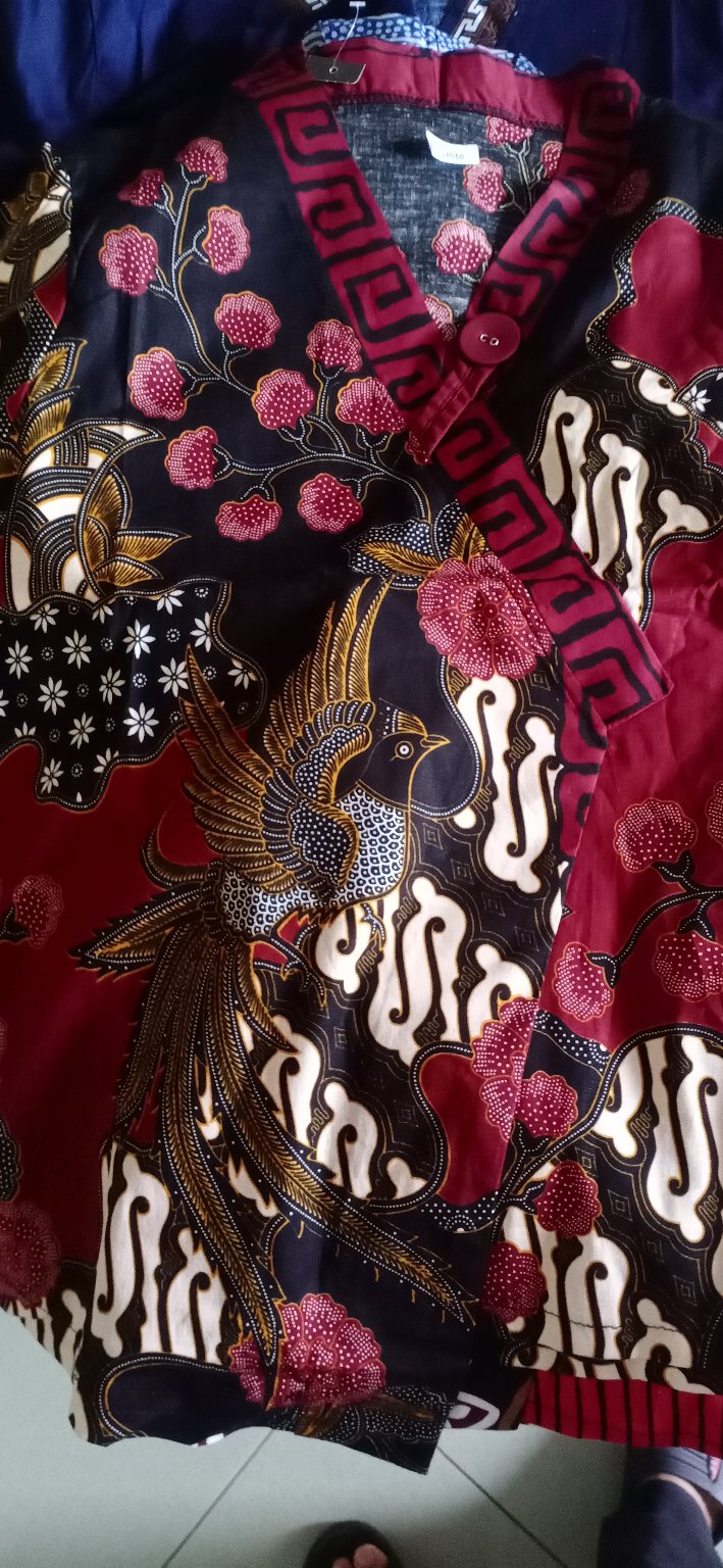 Atasan Blouse Batik Wanita Lengan Panjang Model Kimono Bahan Katun Stretch, 262 Ara#