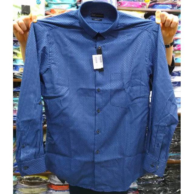 Kemeja Sierra Morena Motif  Slimfit Navy Blue Lengan Panjang