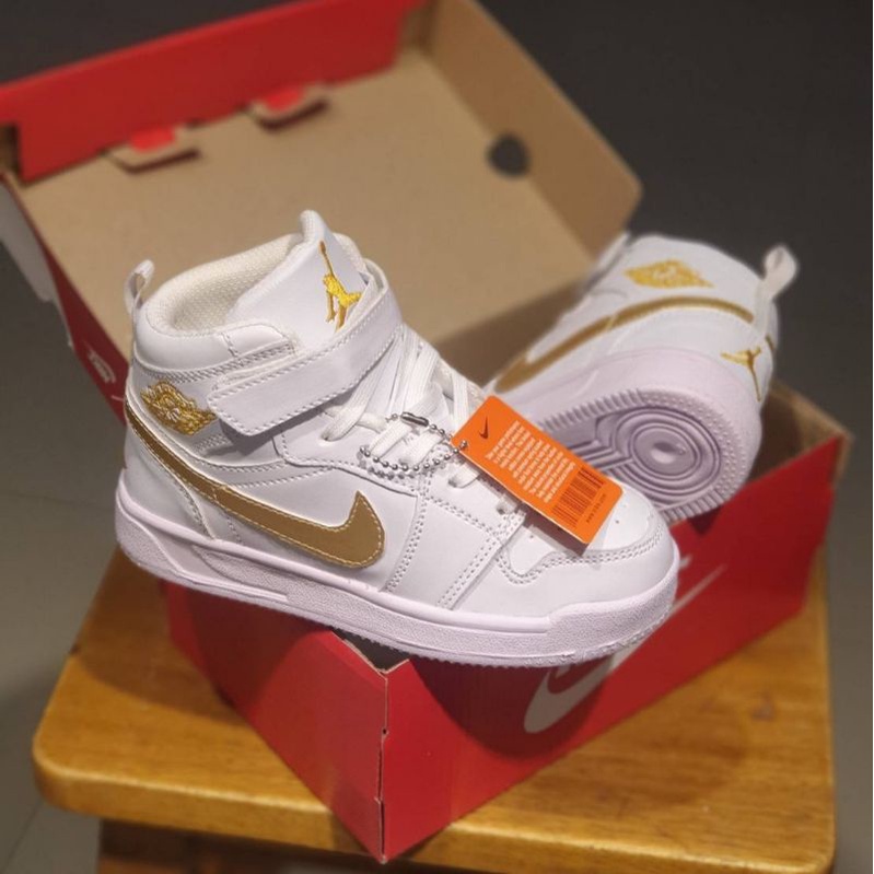 SEPATU ANAK BOOTS PUTIH LIST GOLD MURAH