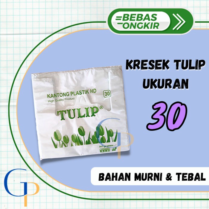 Kantong Kresek Tebal Putih UK 30 Merk Tulip Isi 500 Gram/ Kresek Tebal