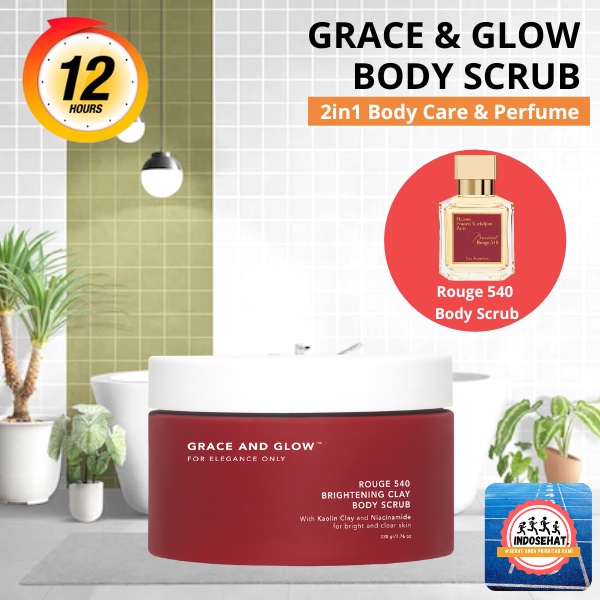 GRACE AND GLOW Rouge 540 Brightening Clay Body Scrub - Perawatan Pencerah Pembersih Sel Kulit Mati Badan