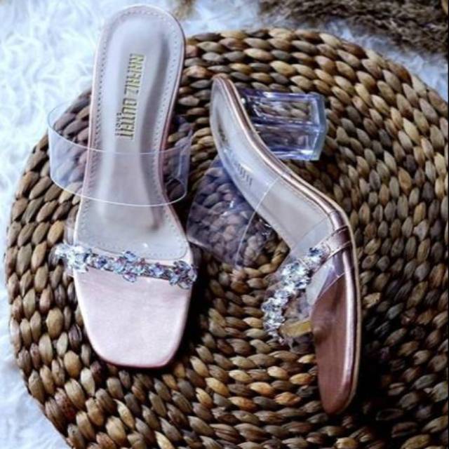 Sandal gisella rosegold 7cm sandal kaca wanita sandal wanita kaca