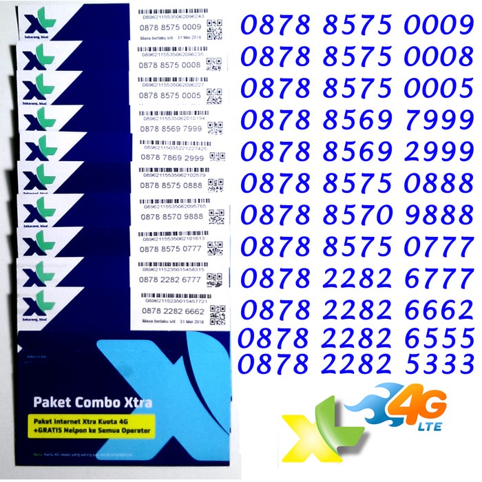Perdana Nomor Cantik XL 4G Murah Triple COUPLE 0878 8575 000 999 888