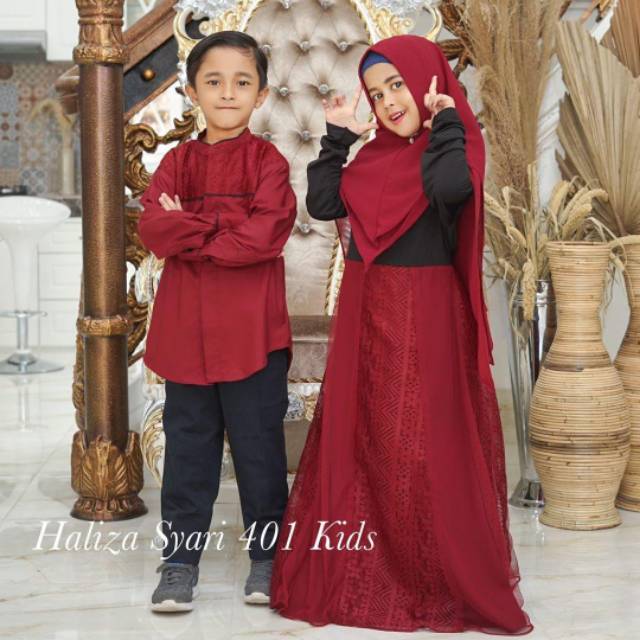 Haliza Syari 401 Couple Family ( Set gamis anak)size 7 tahun