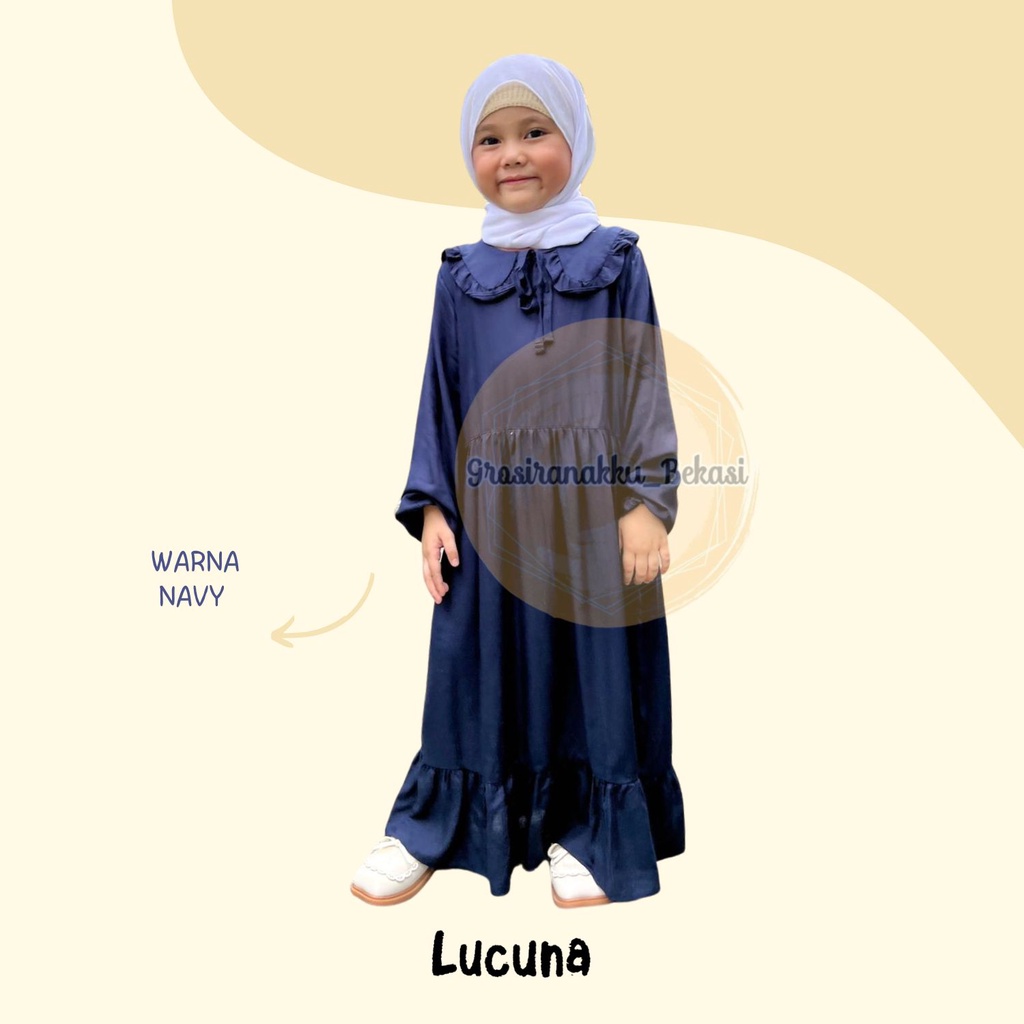 Gamis Rayon Anak Hanum Lucuna Mix Warna  Size 2-10 Thn