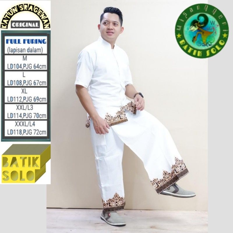 Setelan Baju Kemeja Pria Batik Lengan Panjang Pendek Sarung Celana Kemeja Casual Formal Baju Cowok H
