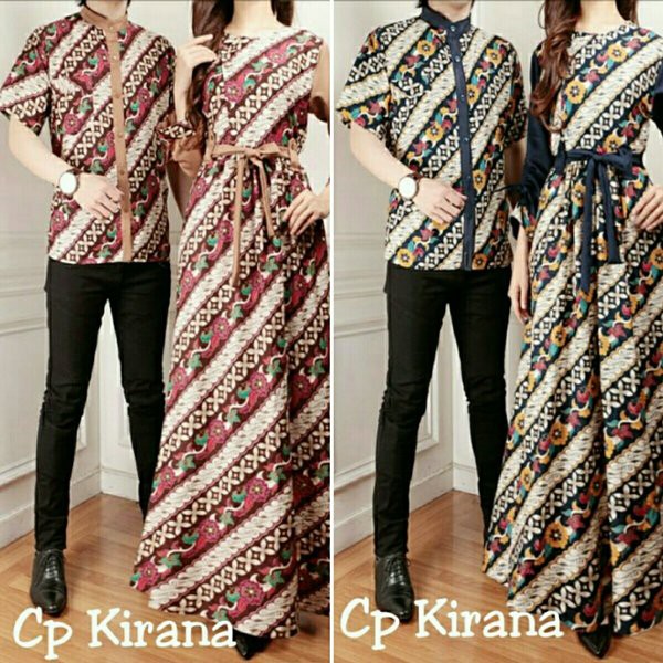 BAJU BATIK COUPLE SARIMBIT GAMIS KANIYA KEMEJA PASANGAN COKLAT BROWN BIRU NAVY MAXI BUSUI VALENTINE
