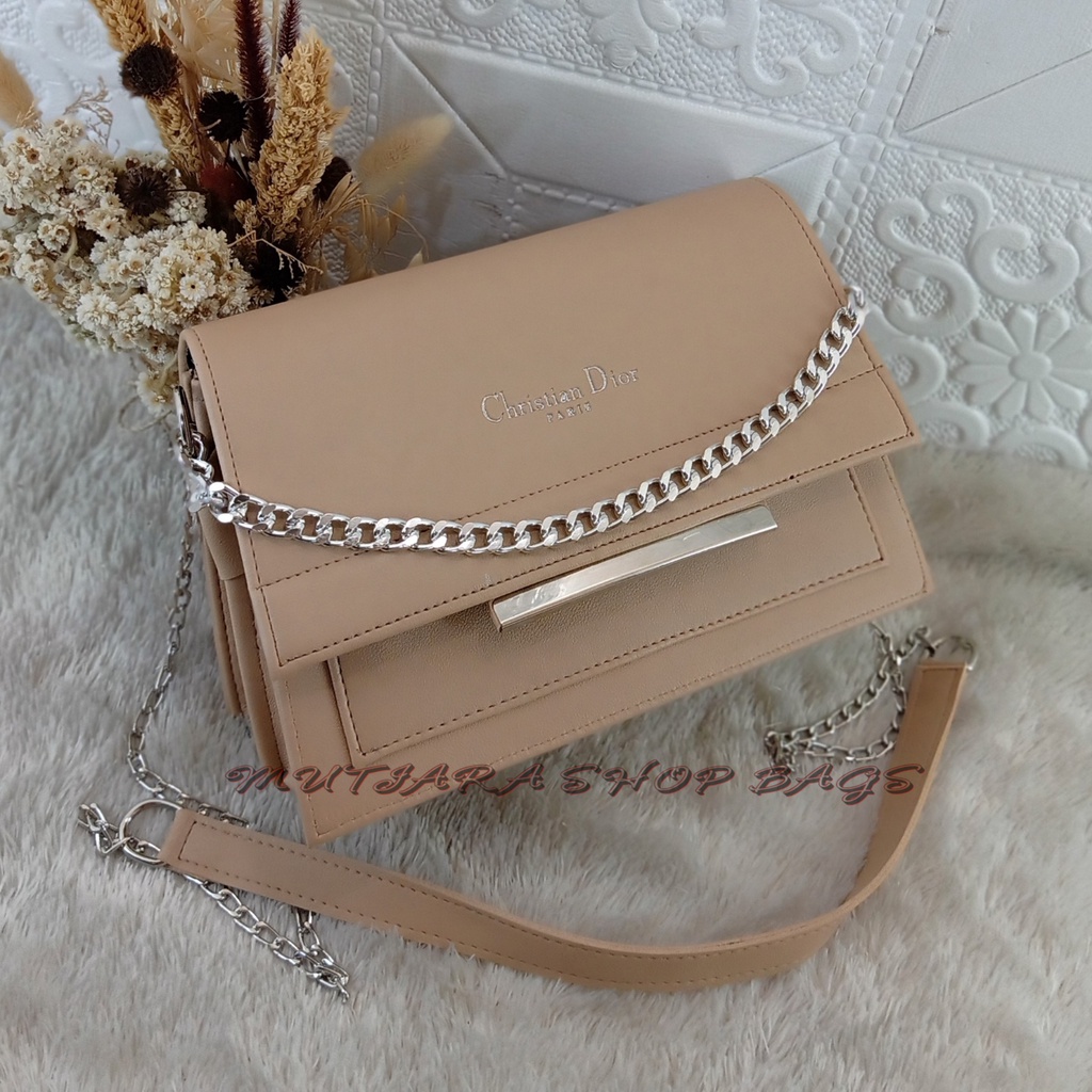 Selempang Tas Wanita Korean style CD Behel Silver Import