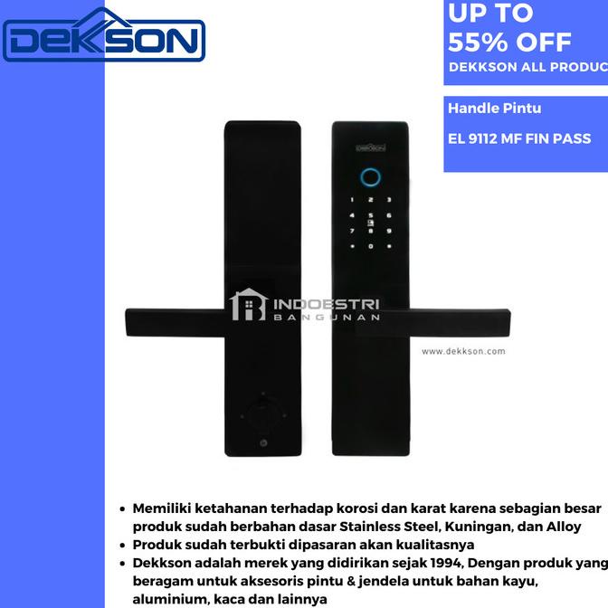 Smart Digital Lock Dekkson El 9112 Mf Fin Pass / Kunci Pintu Digital