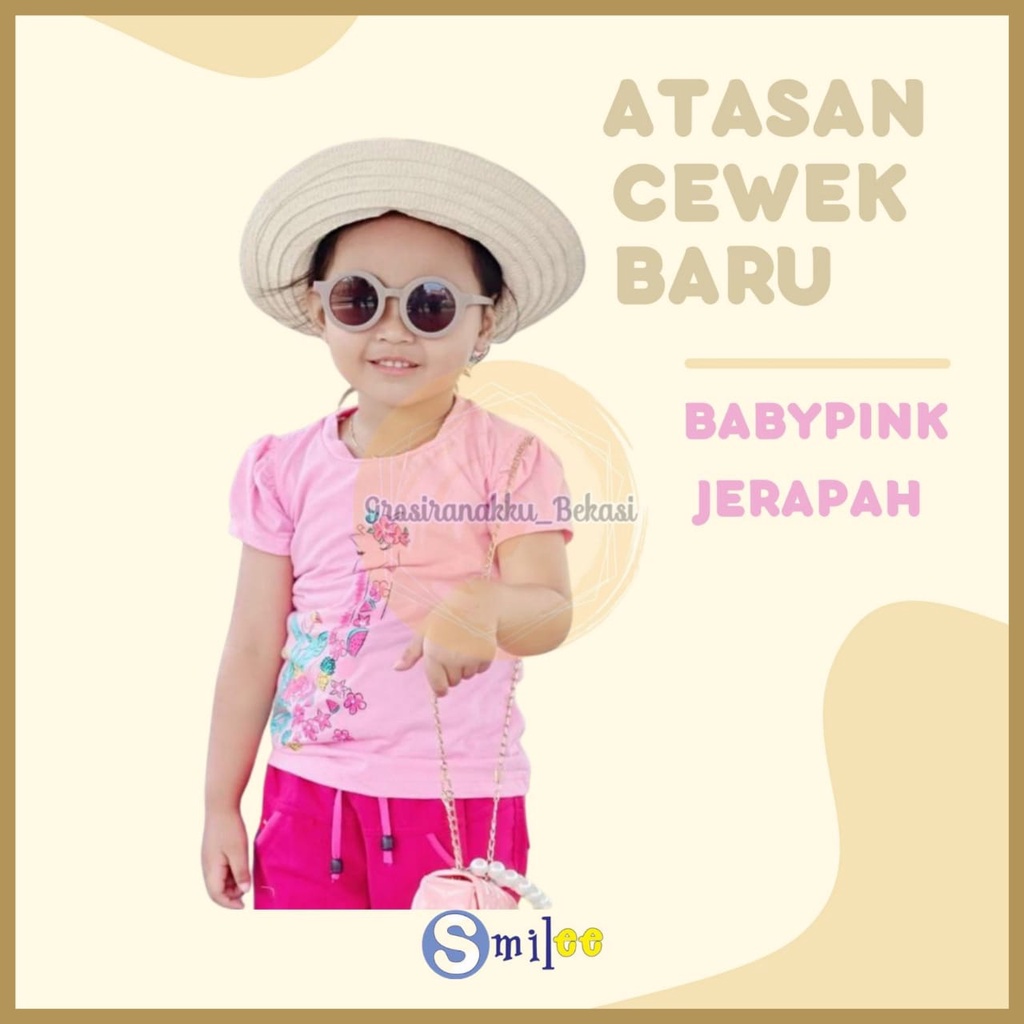 Atasan Anak Smilee Motif Babypink Jerapah Size 1-5Tahun