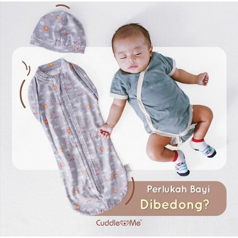 bedong instan cuddleme/bedong bayi/baju bayi/bedong/topi bayi/bedong instan