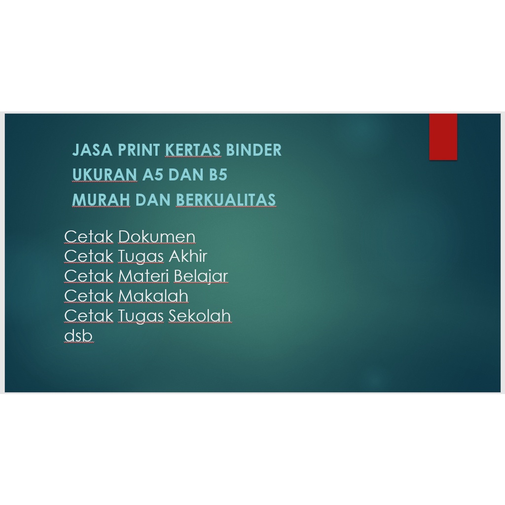 Jasa Print kertas Binder ukuran A5 dan B5