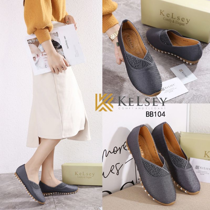 (Gratis Sandal Random) Kelsey Sepatu Flat Shoes BB104