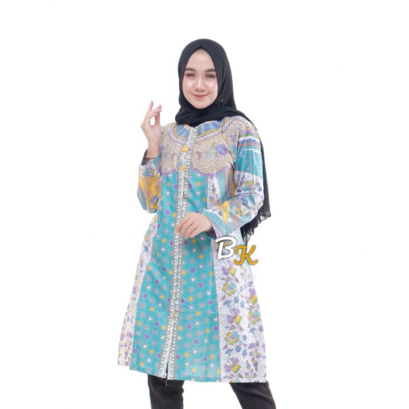 tey-17 Batik wanita ASJ SA HRB026 Kenongo Kemeja Tosca Pendek-4