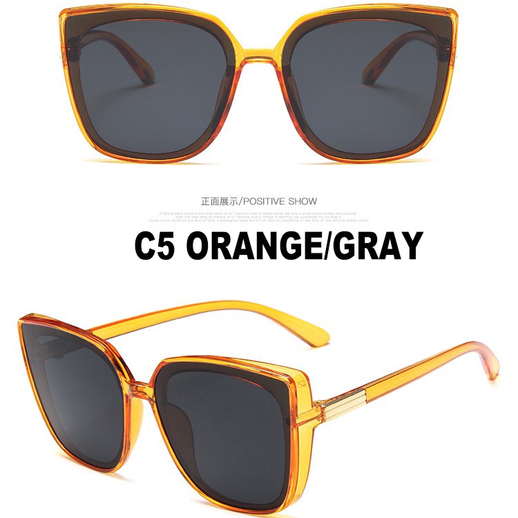 （YUZHU）COD Square Sunglasses Wanita kebesaran gaya ulzzang Desain Cat Eye Eyewear Perlindungan UV