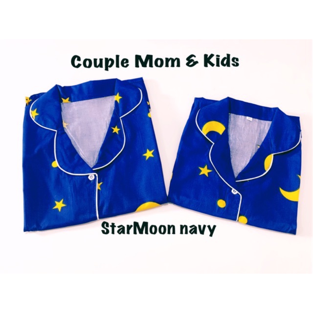 piyama starmoon navy bajutidur pasangan ibu anak keluarga bulan bintang