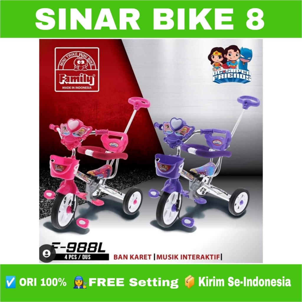 Sepeda Roda Tiga 3 Tricycle Anak FAMILY ARAVA 988 L/R Ban Karet Musik