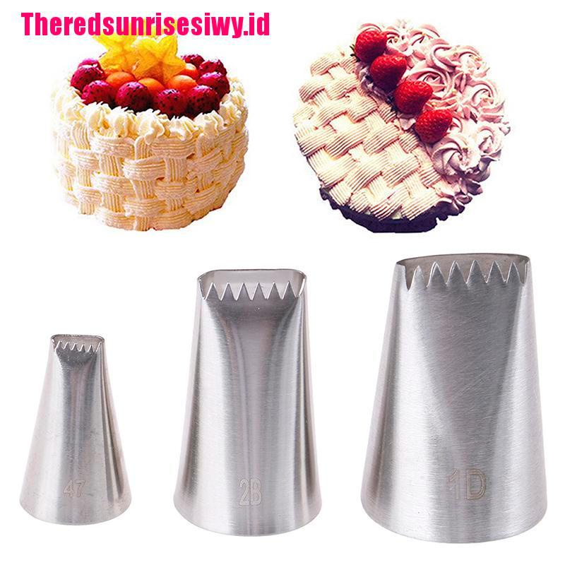 (Theredsunrisesiwy.Id) 3pcs Spuit Piping Icing Bahan Stainless Steel Untuk Dekorasi Kue