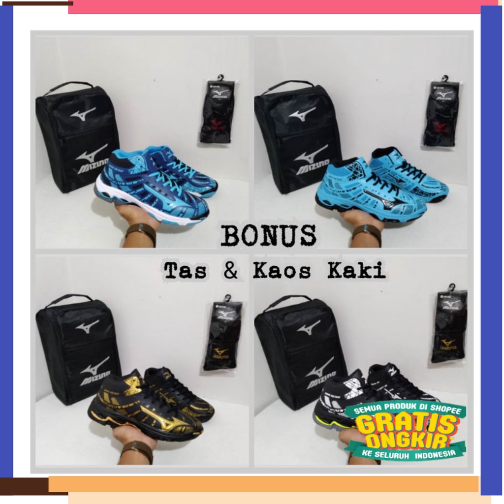 Putih Pink Hitam hijau ungu biru orange / Sepatu Mizuno Wave Voltage Mid/Sepatu Volly Wave Linghting