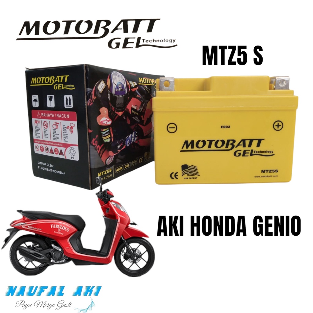 Aki Motor Honda Genio Motobatt MTZ5 Aki Gel Langsung Pasang
