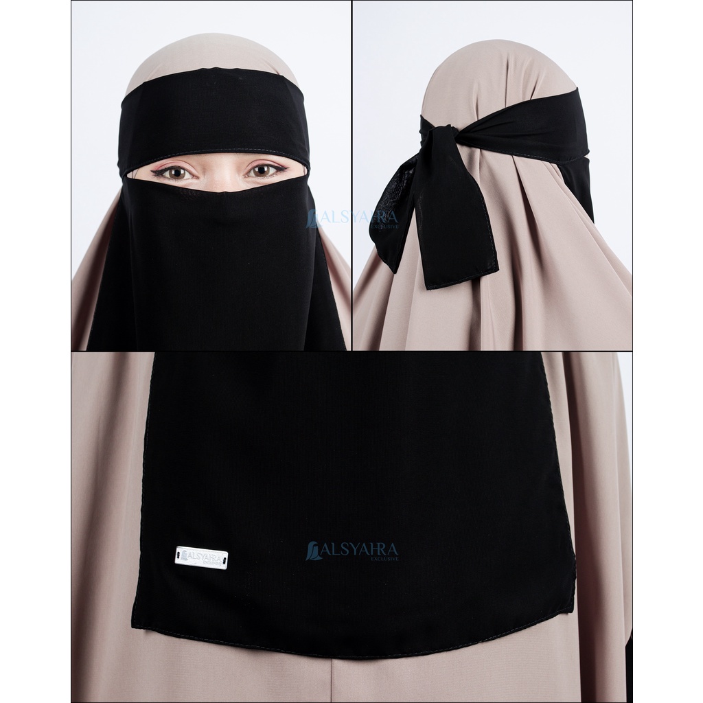 Alsyahra Exclusive Niqab Bandana Sifon Silk Jetblack