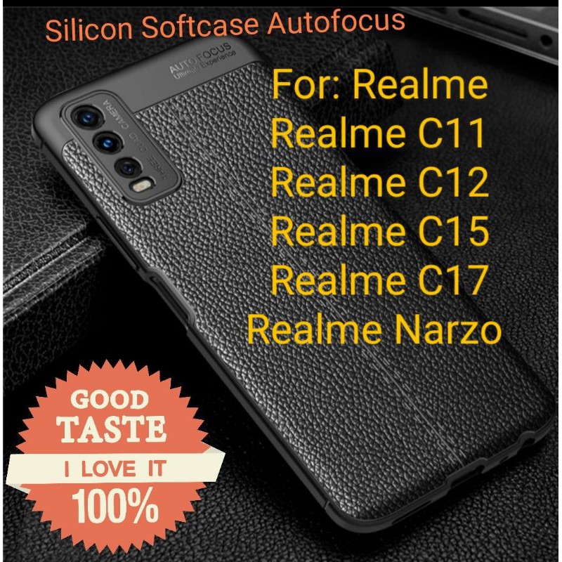 Realme C11 C12 C15 C17 Narzo Silicon Autofocus Leather Casing Cover Softcase Tpu