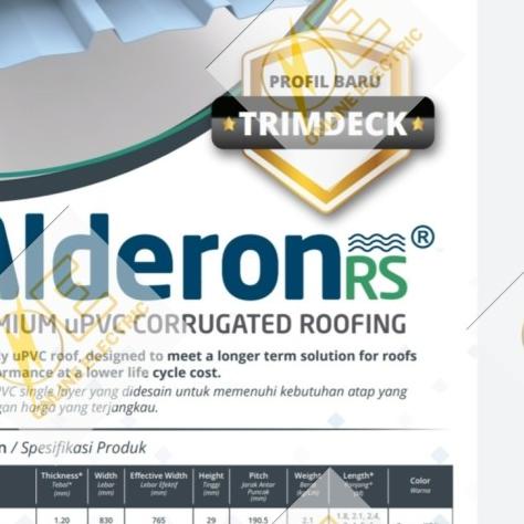 ♥ Alderon RS Trimdeck - Atap uPVC Single Layer - Lite Grey ֍