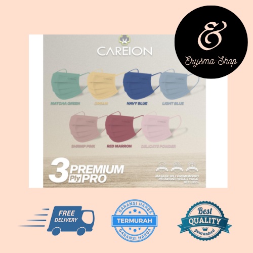 ERYSMA-SHOP | MASKER WARNA 3 PLY CAREION - 3PLY CAREION MASK EARLOOP EMBOS - MASKER PREMIUM