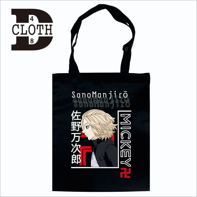 Tas Tote Bag Resleting Anime Mickey Mikey Sano Manjiro Tokyo Revengers Bahan Drill