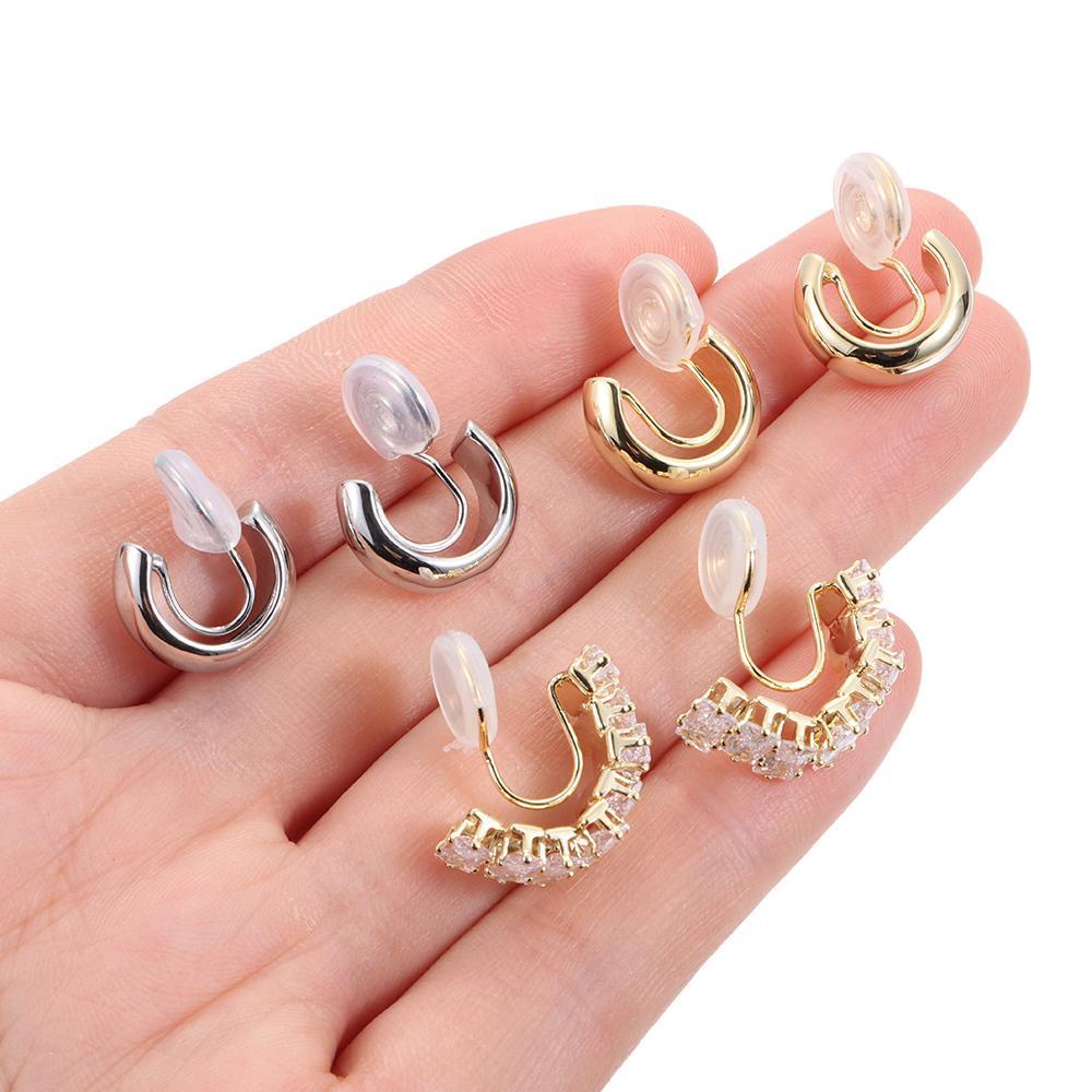 R-flower Chunky Hoop Ear Clip Fashion Statement Untuk Wanita Gadis Perhiasan Hadiah Cubic Zirconia Manset Telinga