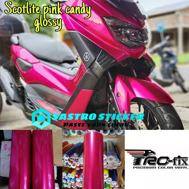 STICKER SKOTLET MOTOR METALIK PINK CANDY GLOSSY