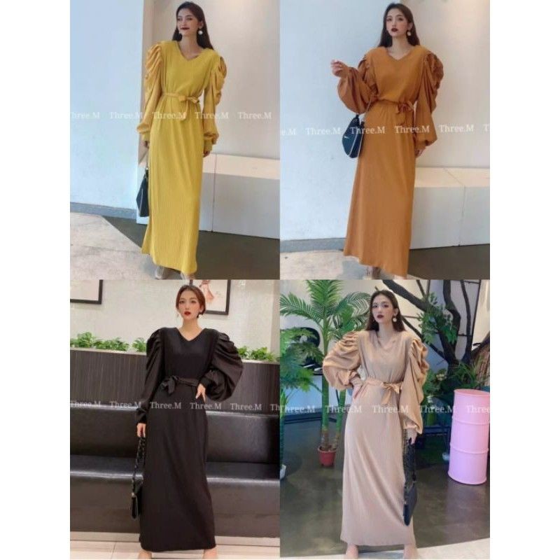 Maxi dress import puff dres maxy lengan balon premium bangkok bkk impor