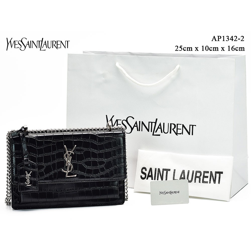 Tas YSL Sunset Medium Chain Croco HITAM Semi Premium AP1342-2