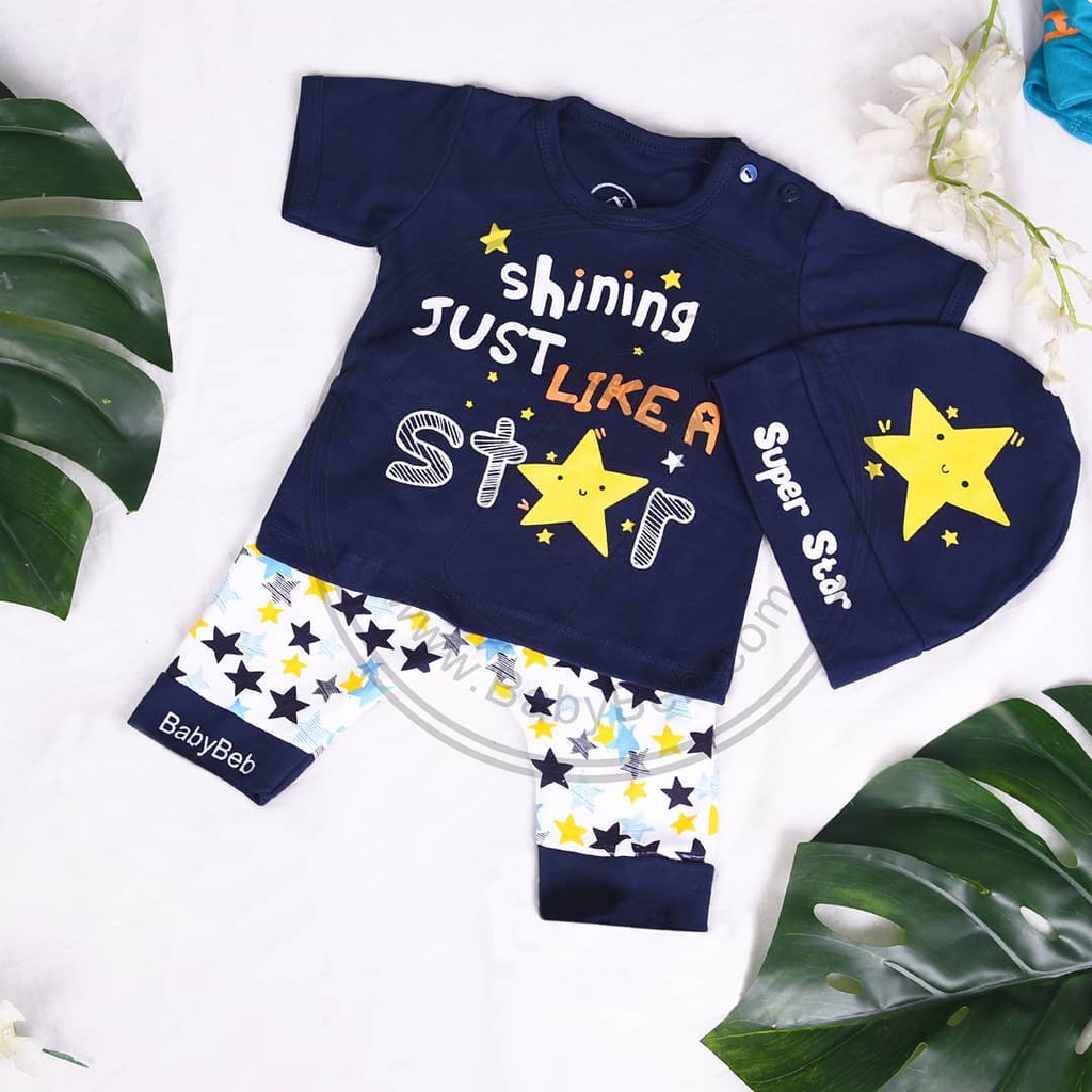 Star Kids / Head in the clouds Babybeb Baju Setelan Kaos Celana Pergi Jalan Lucu Fashion Anak Bayi Cowok Laki Terlaris