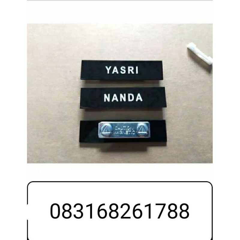 

nama dada /name tag papan nama Hitam dof dan coating