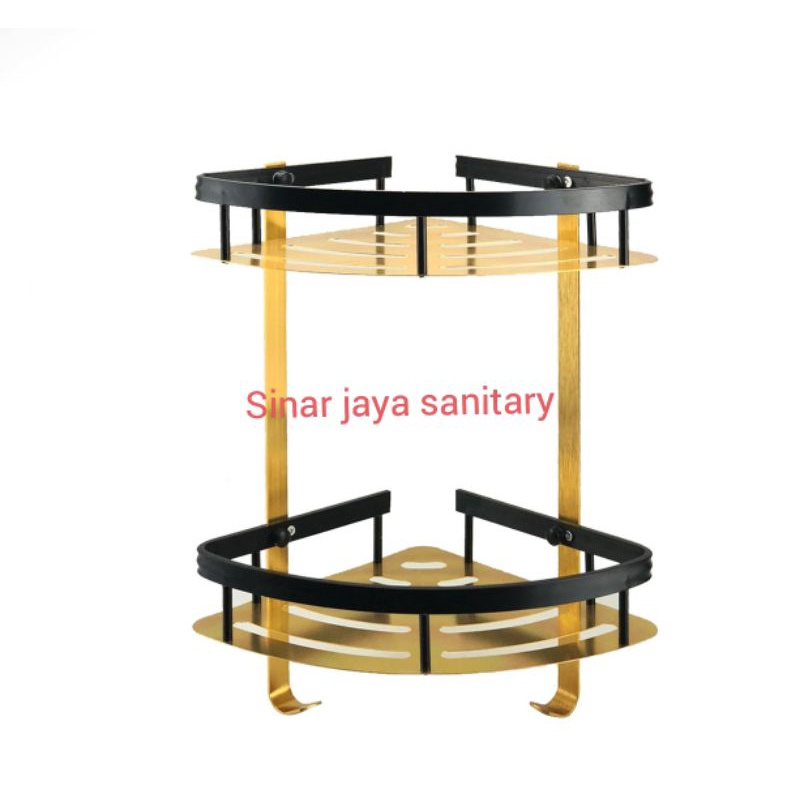 Rak sabun sudut balck gold / Tempat sabun gold 2 susun